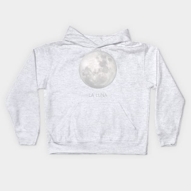 La Luna Full Moon Celestial Art Design Kids Hoodie by tortagialla